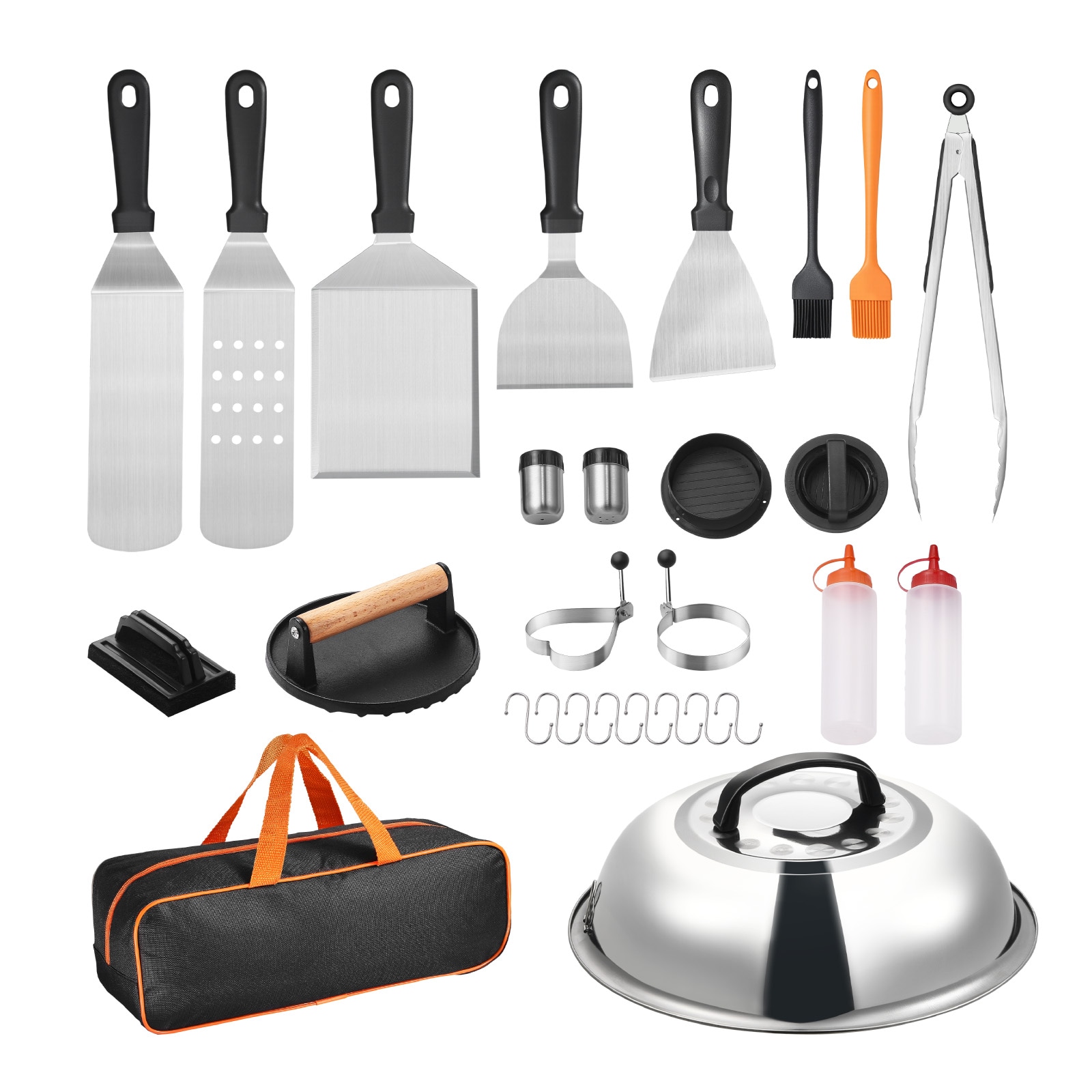 28PCS Griddle Accessories Kit Flat Top Grill Spatula BBQ Tools Stainless Steel_voghion.com